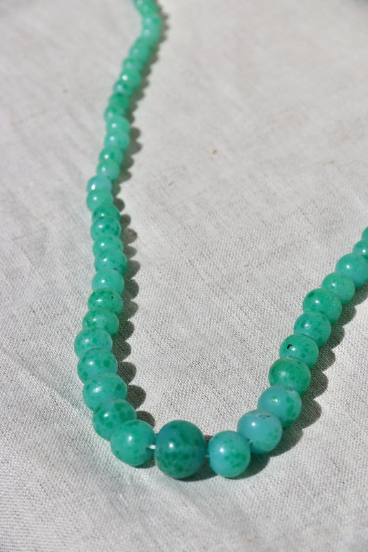 Antique Green Glass Beaded Necklace