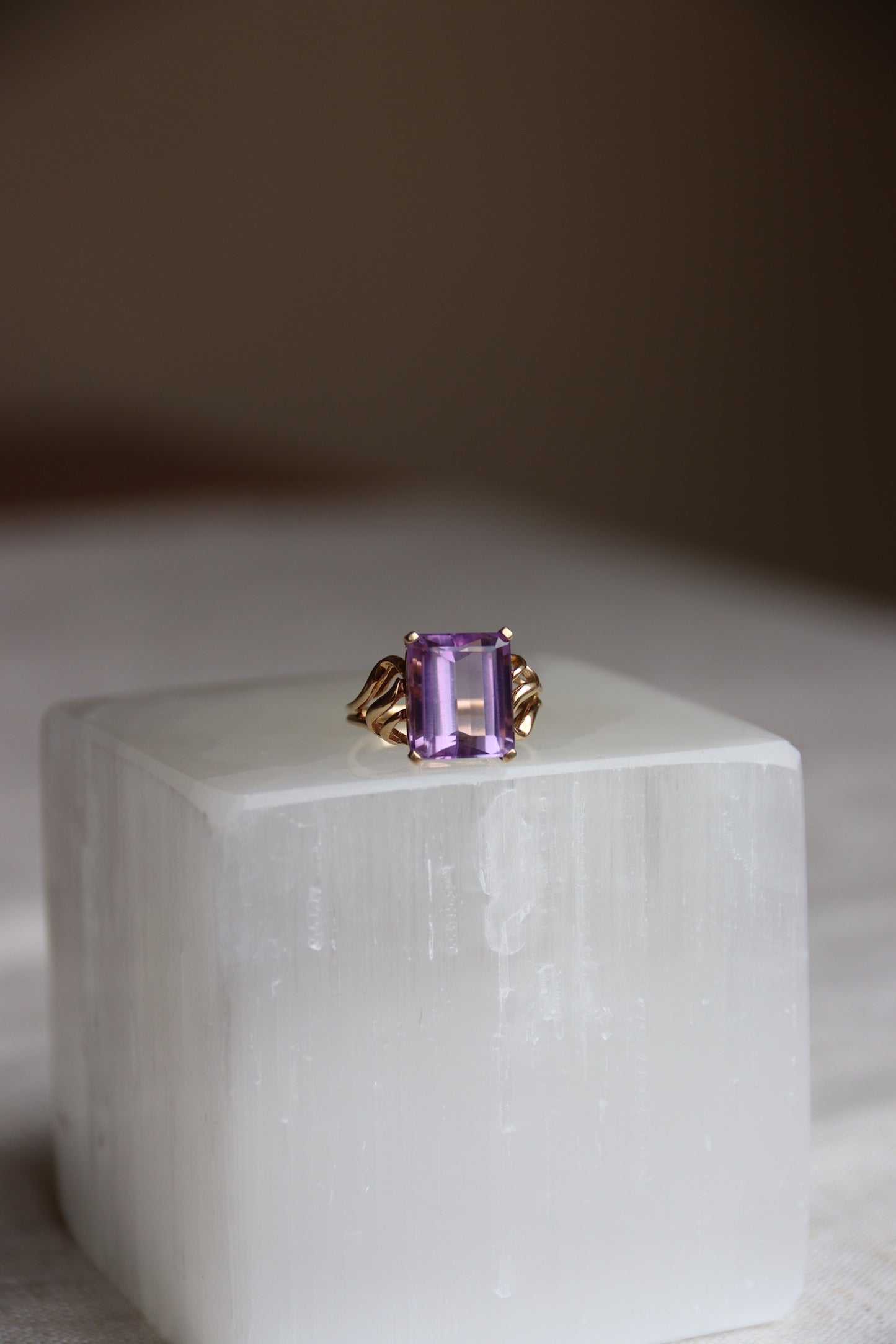 10K Amethyst Ring with Openwork Shoulders