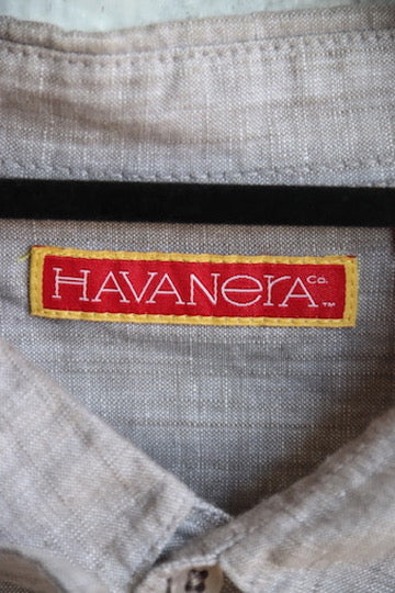 Mens Havanera Grey Linen Button Down