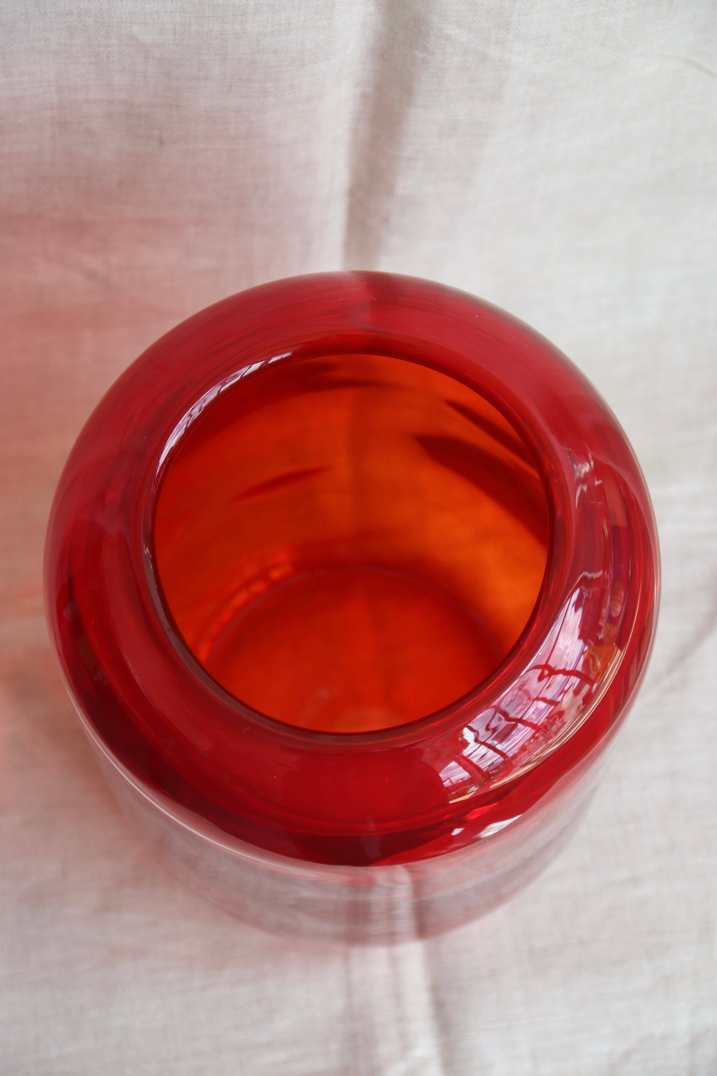 Large Hand Blown Red Glass Bubble Vase