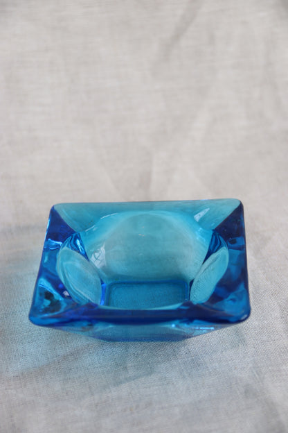 Blue Glass Ash Tray