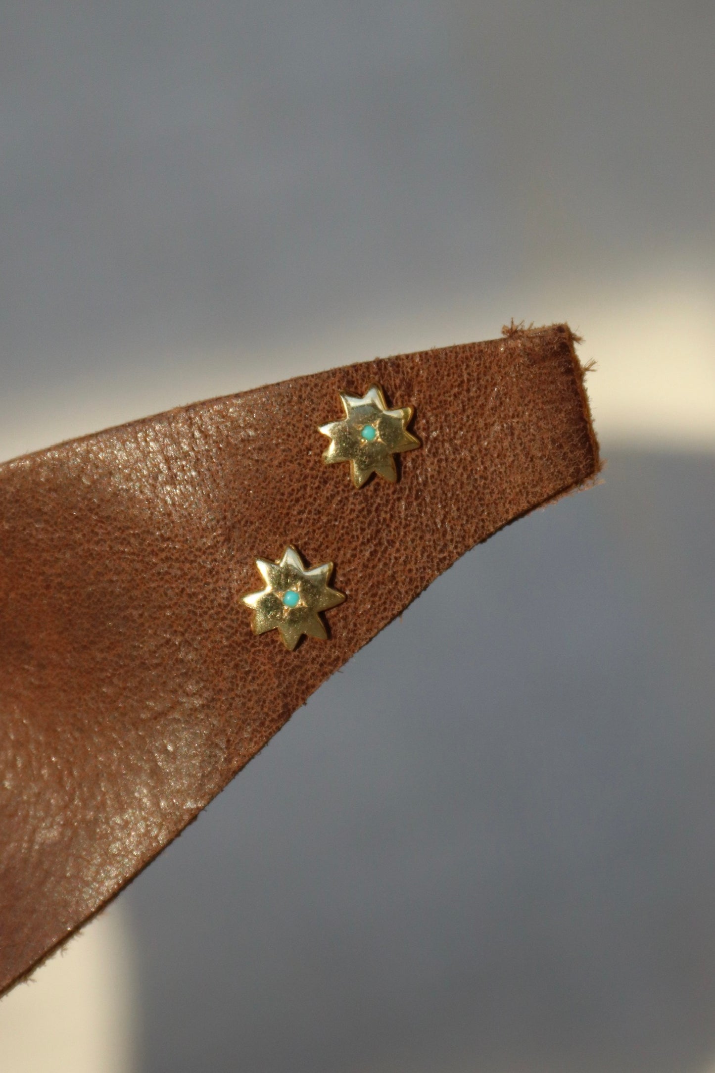Marisa Mason Large Astral Stud Earrings - 14k Yellow Gold with turquoise