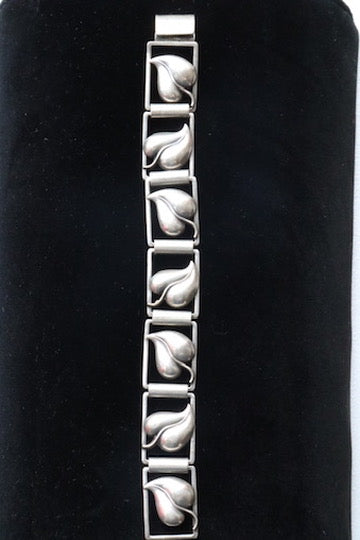 Sterling Silver Leaf panel link bracelet
