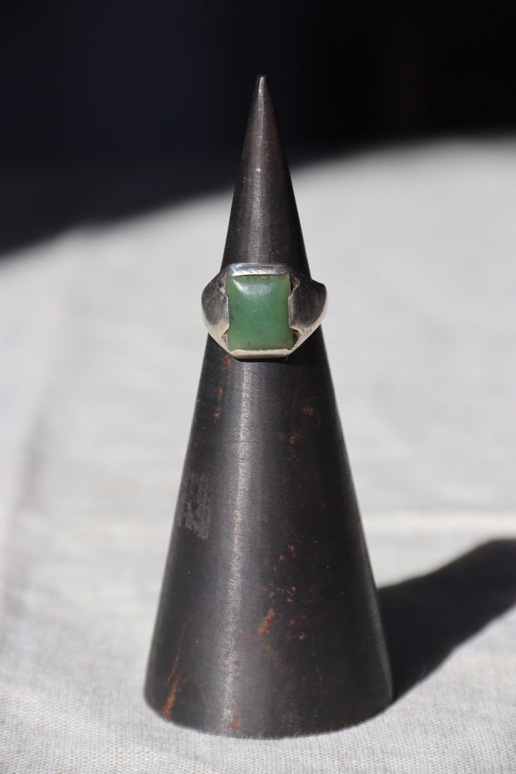 Serpentine Stone sterling silver ring