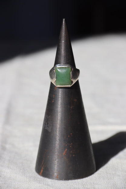 Serpentine Stone sterling silver ring