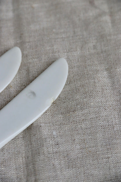 Set of Two Ceramic Butterfly Cheese Knives - as is