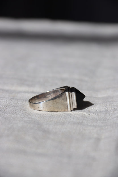 Onyx Pyramid Sterling Silver Ring