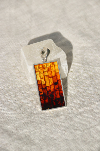 Sterling Silver Amber Mosaic Pendant