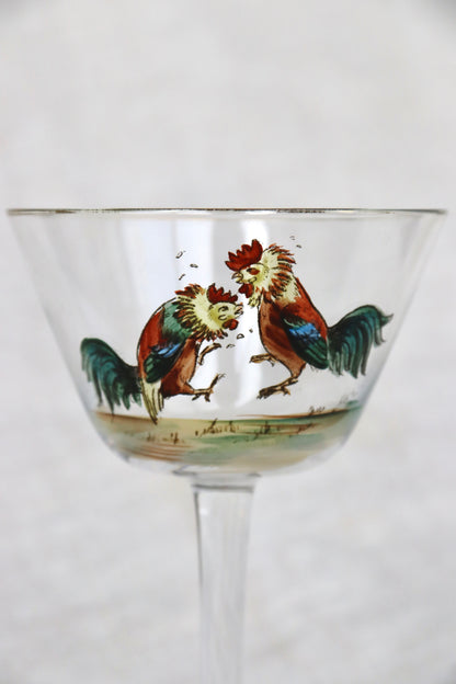 Handpainted Glass with Roosters