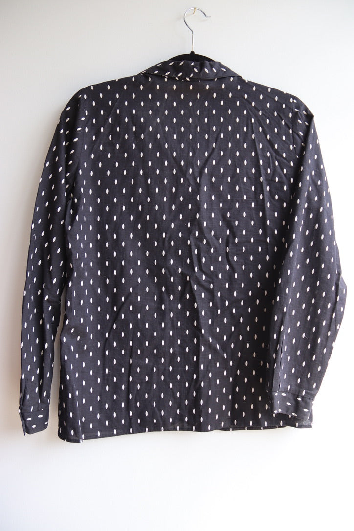 Vintage Black Top with White Dots