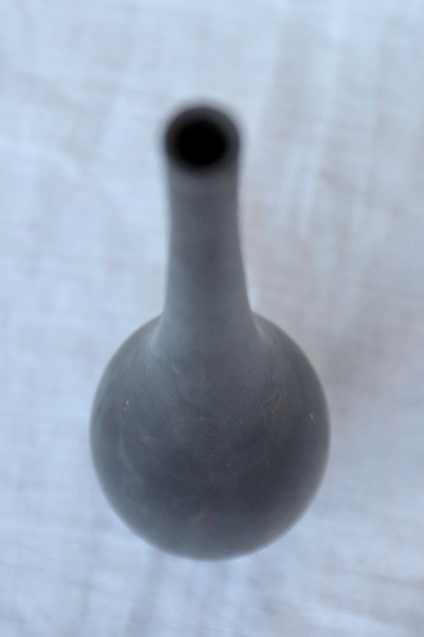 Japanese style black ceramic tear-drop shaped vase
