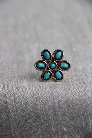 Sterling Silver and Turquoise Flower Pin