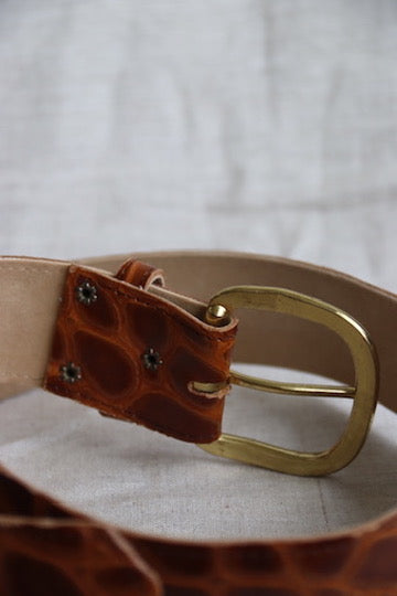 Brown Printed Leather Belt