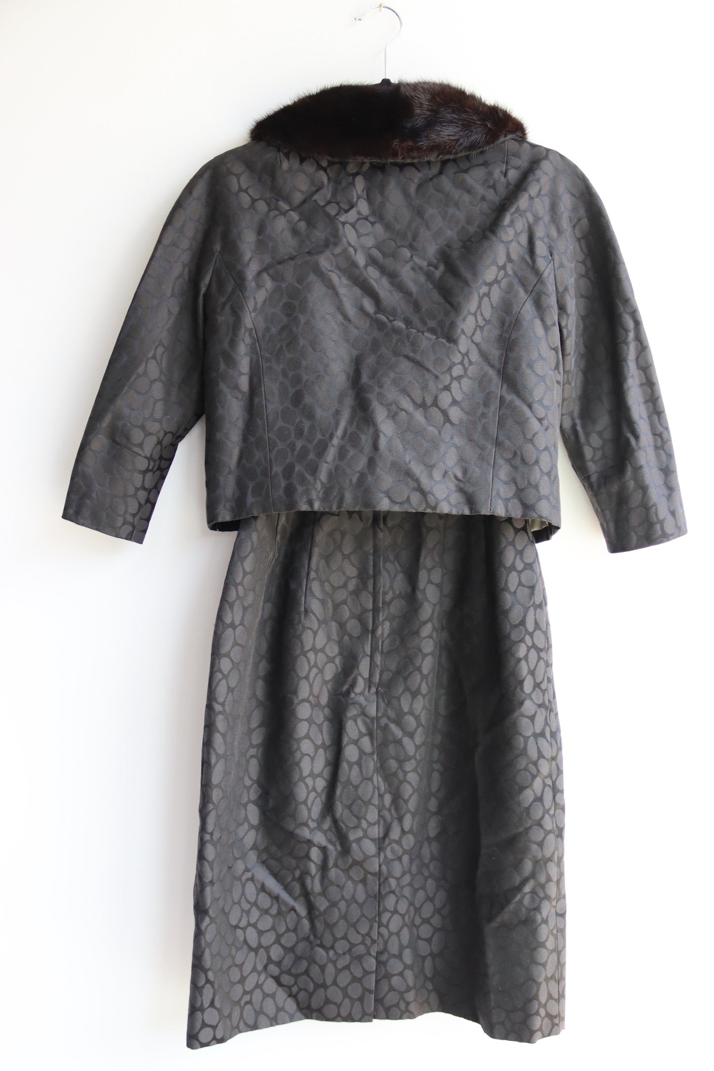 Carson Pirie Scott & Co. jacquard jacket and belted dress set