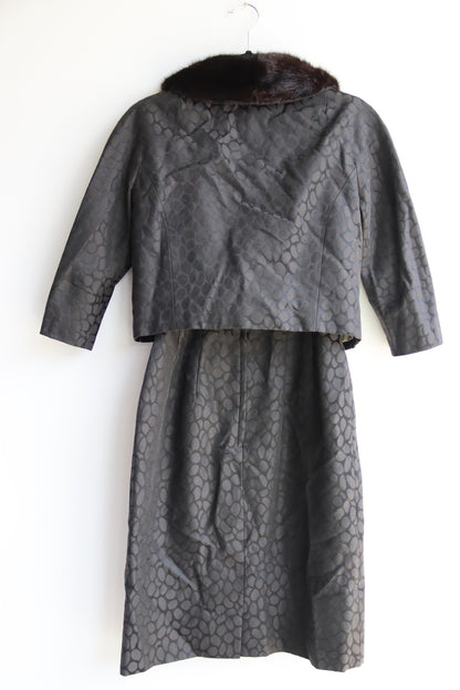 Carson Pirie Scott & Co. jacquard jacket and belted dress set