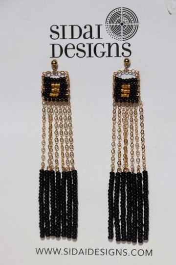 Sidai Designs Black Beaded Earrings