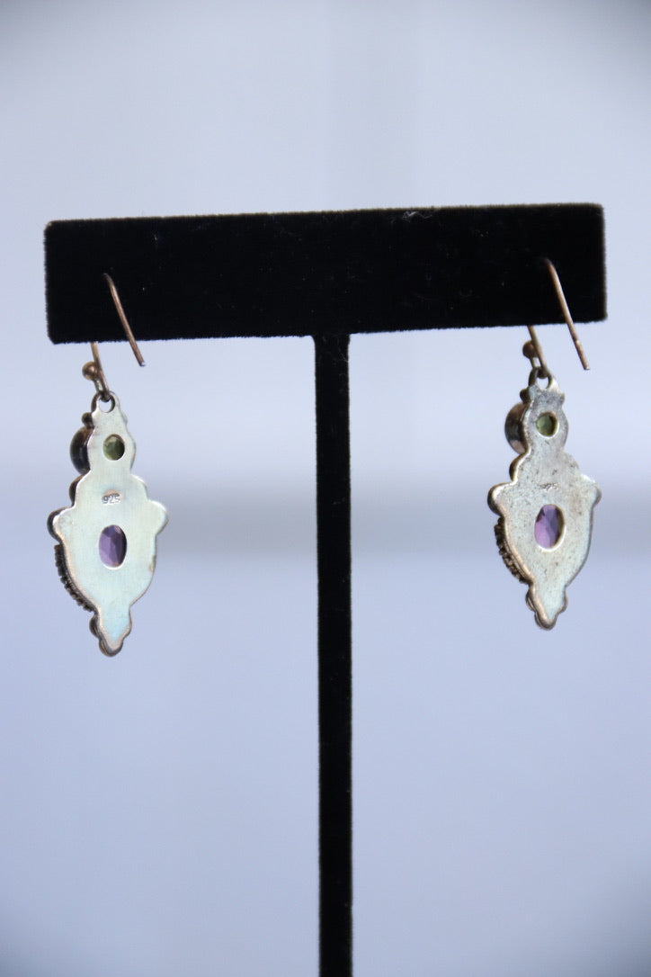 Sterling Silver Amethyst and Peridot Earrings