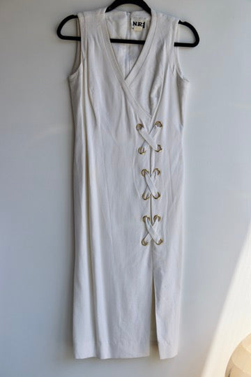 N.R. 1 by Ned Gould White Rayon/Linen Dress Set