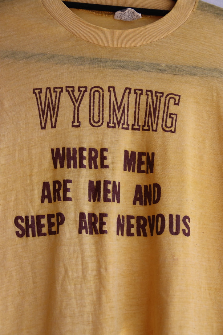 “Wyoming - Where men are men and sheep are nervous” Vintage 70s/80s t - shirt
