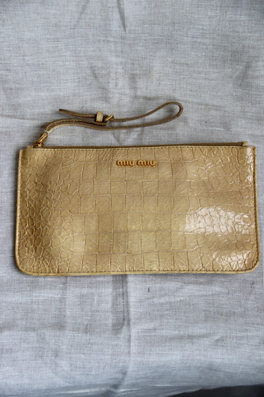 Miu Miu Tan Leather Clutch