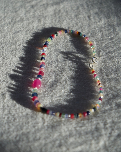 Multi Gemstone Bead Bracelet with Sterling Clasp