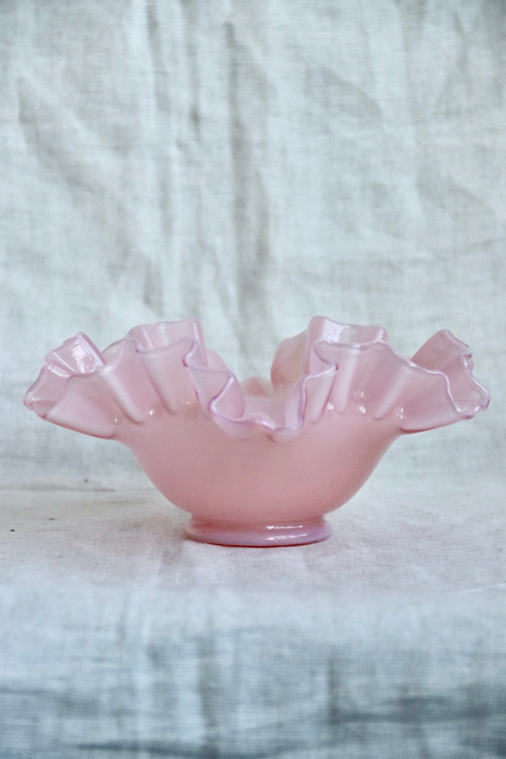 Large Pink Ruffle Edge Bowl