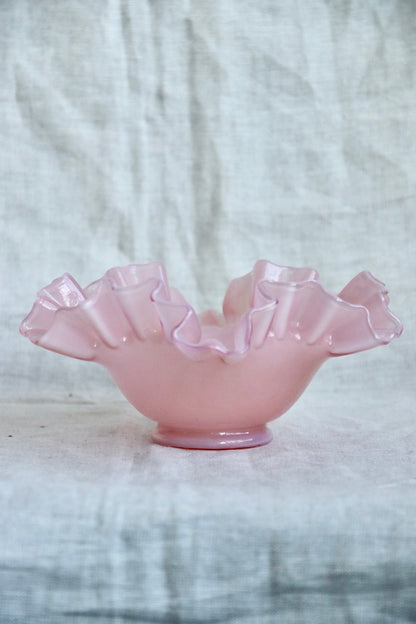 Large Pink Ruffle Edge Bowl
