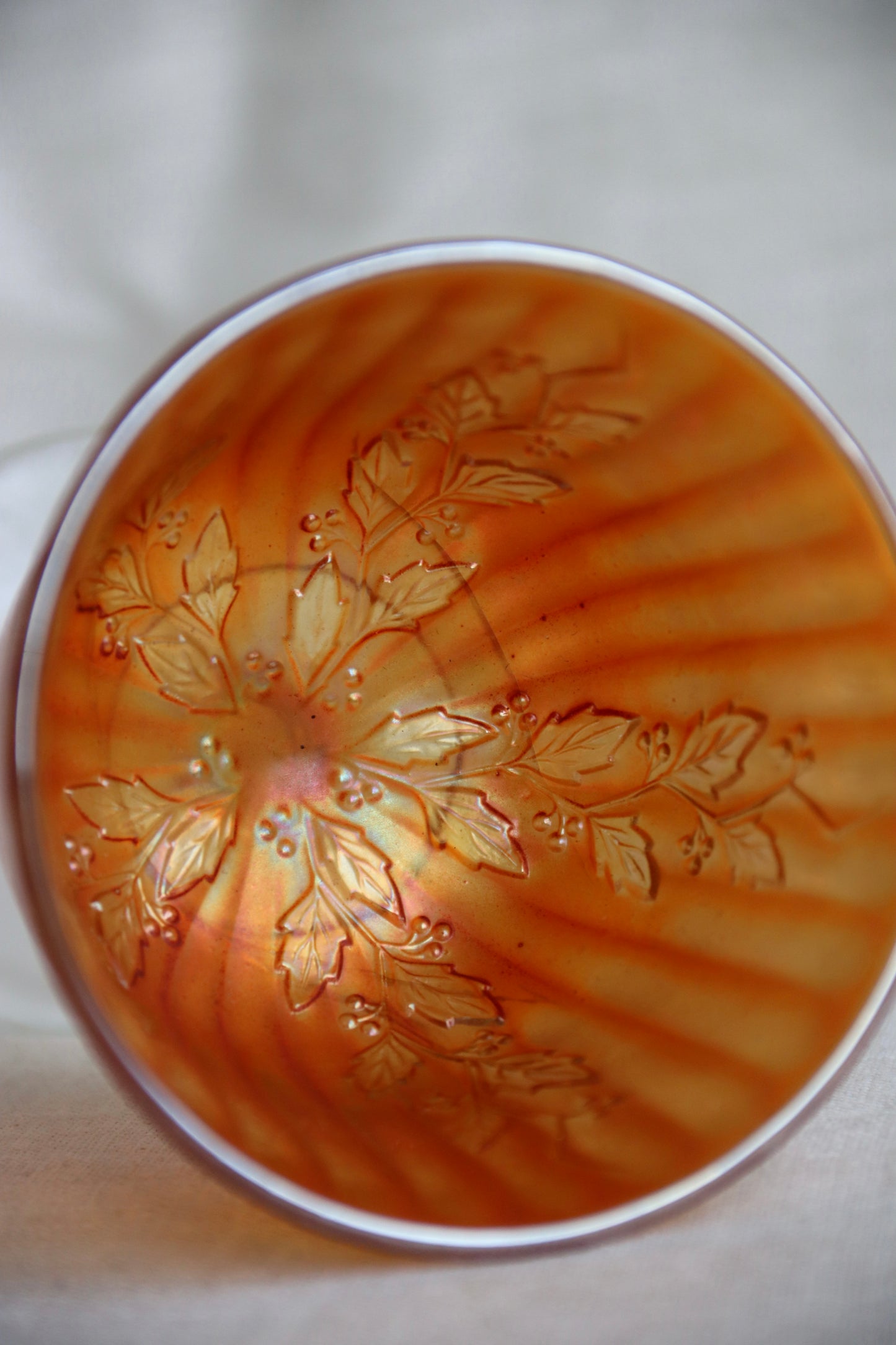 Orange Iridescent Glass Goblet