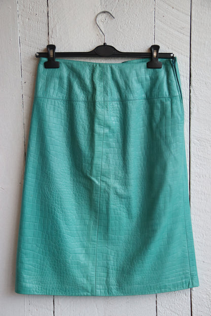 Variazioni turquoise leather skirt