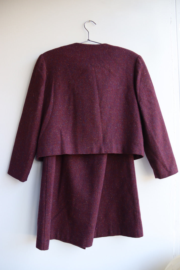 Prestige Purple Wool Skirt and Jacket Set