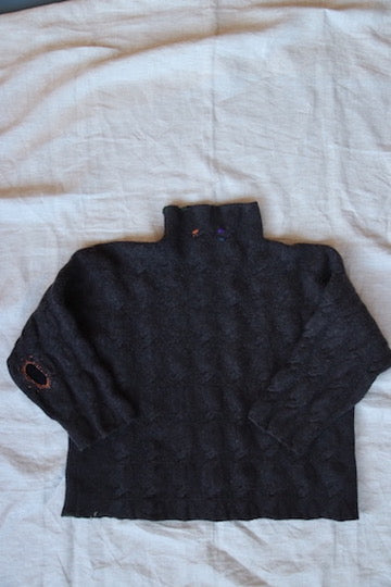 Joan & David Brown Cashmere Sweater with Visible Mending