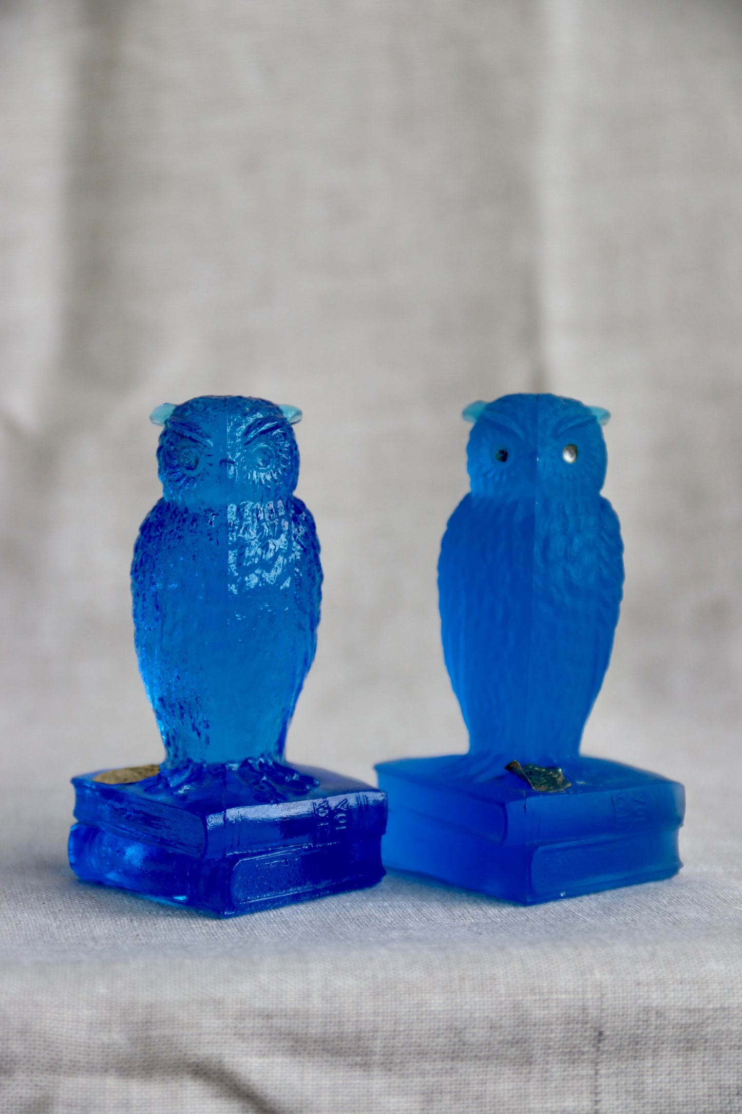 Set of 2 Westmoreland Glass Owl Figurines