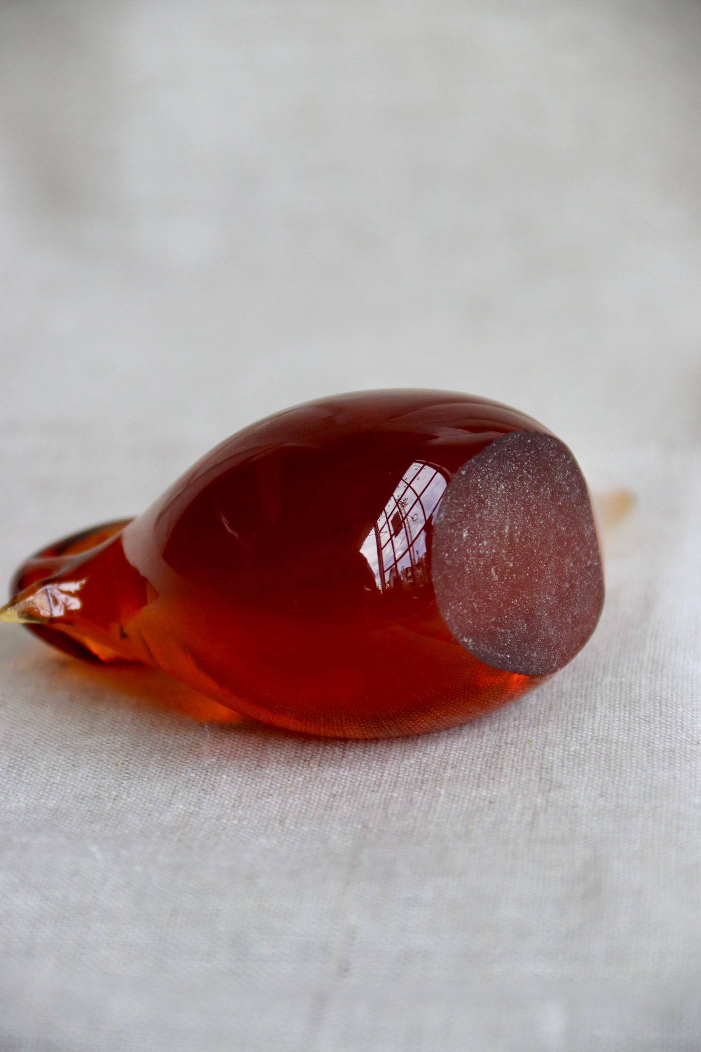 Amber Glass Bird Figurine