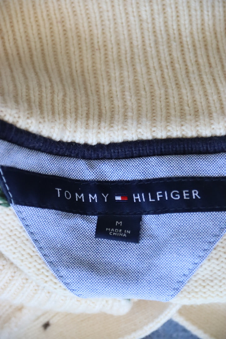 Tommy Hilfiger Cream Patterned Camel Hair Blend Sweater