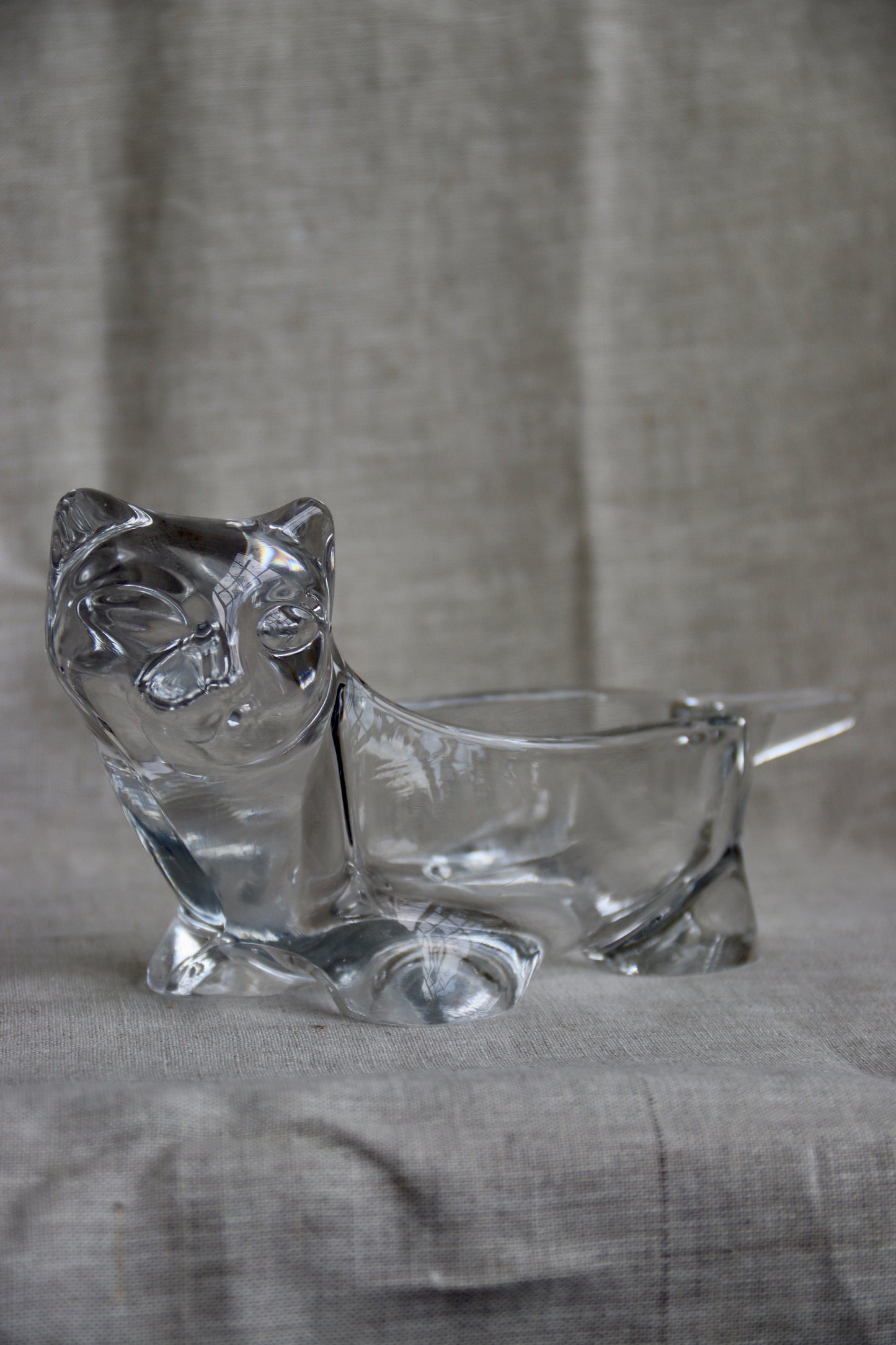 Clear Glass Cat Shaped Dish