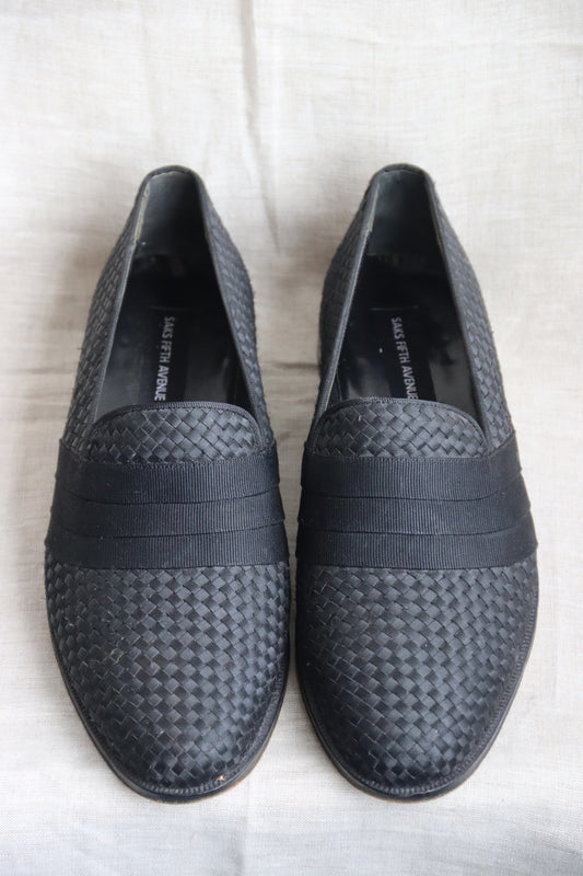 Saks Fifth Avenue Black Woven Loafers - 10.5