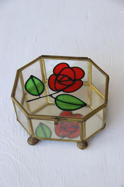Vintage Glass Box with Rose