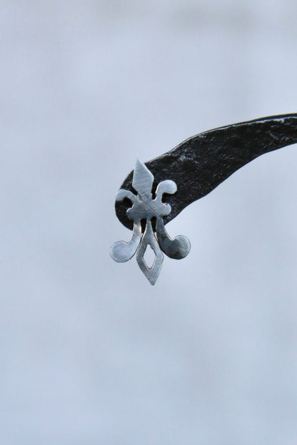 Parish Wager Sterling Silver fleur de li stud earrings