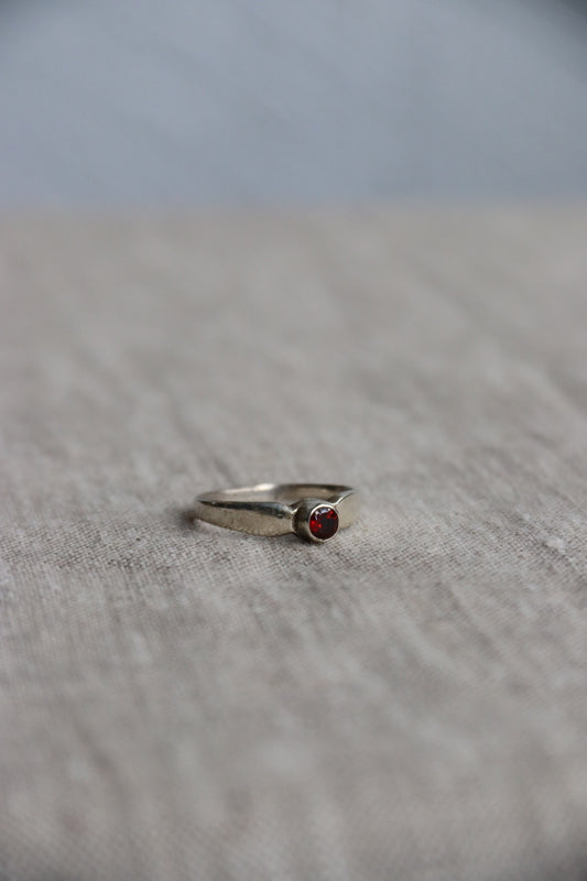 Sterling Silver Red Stone Ring