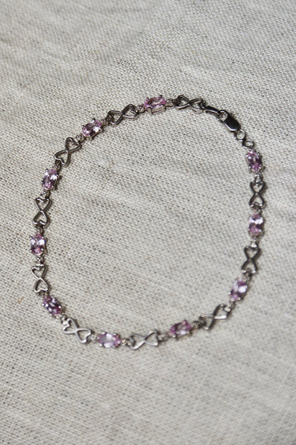 10K White Gold, Pink Sapphire and Diamond Bracelet
