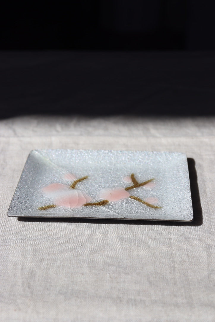 vintage Japanese Cherry Blossom Cloisonné Enamel Tray