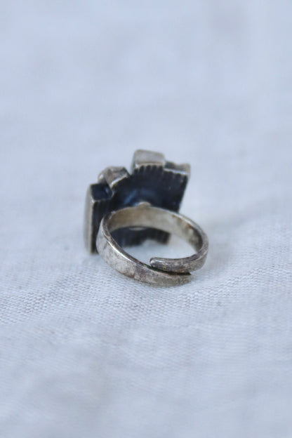 Sterling Silver Brutalist Adjustable Ring
