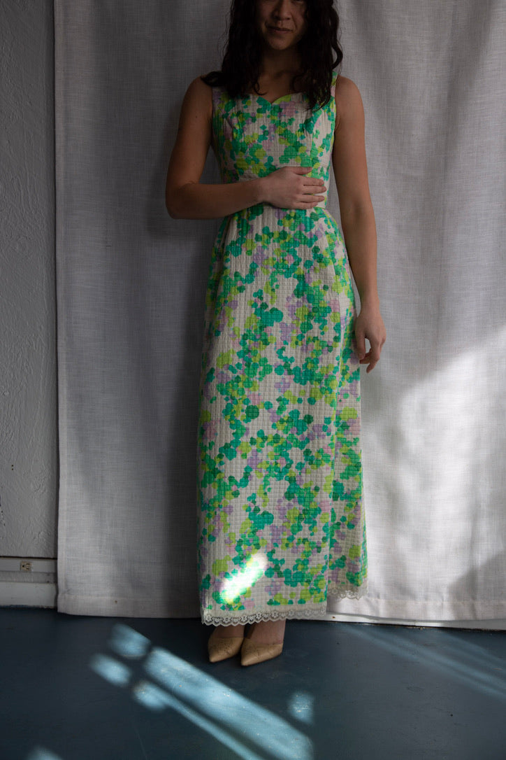 Harold Grant Green Quilt Maxi Dress - 1970s