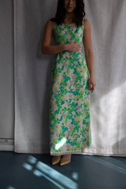 Harold Grant Green Quilt Maxi Dress - 1970s