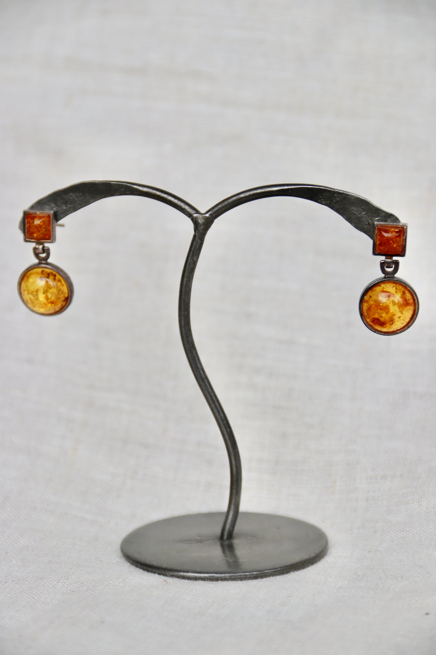 sterling silver round Amber stud earrings