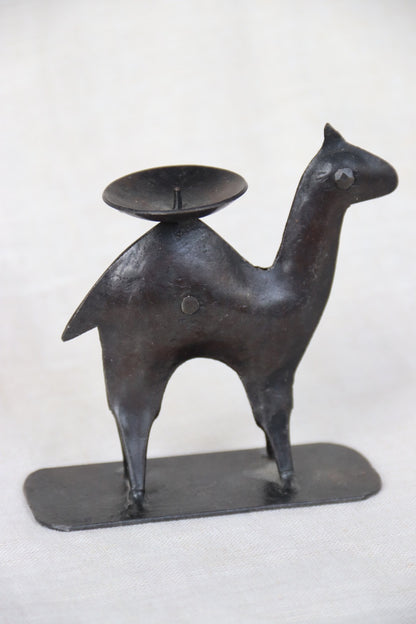 vintage Indian handcrafted metal camel or dromedary candle holder