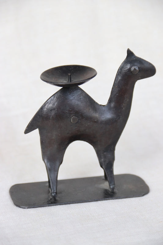 vintage Indian handcrafted metal camel or dromedary candle holder