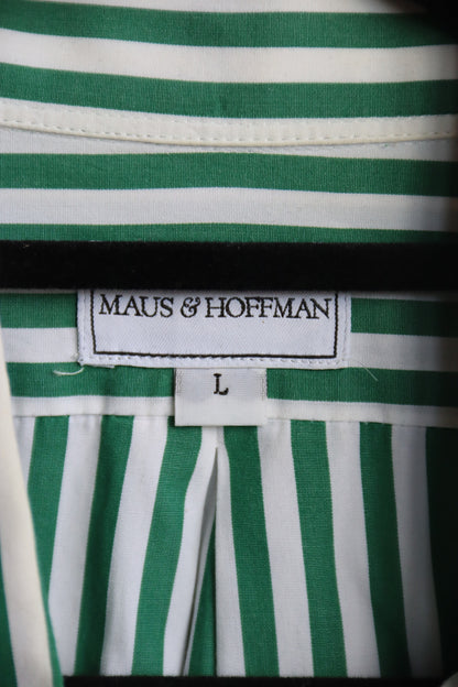 Mens Maus & Hoffman Green Striped Button Down Dress Shirt