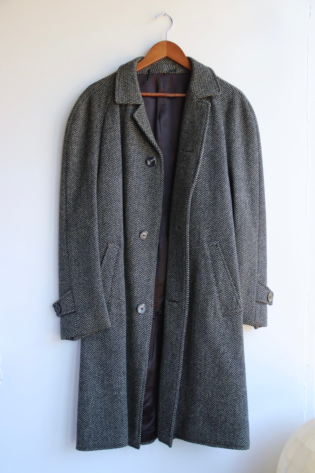 Vintage Crombie Scotland Houndstooth Overcoat