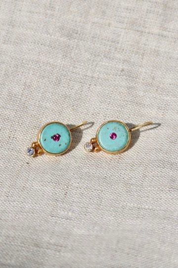 Faux Turquoise and Rhinestone Earrings